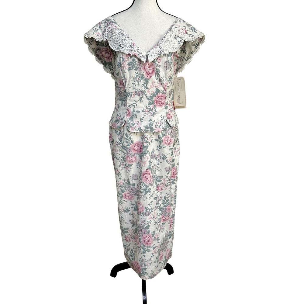 NWT 1991 Scott McClintock Floral Dress Sz 10 Cottagecore Romantic‎ Coquette Gown